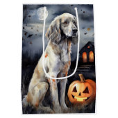 Halloween English Setter mit Pumpkins Beängstigend Mittlere Geschenktüte (Rückseite)