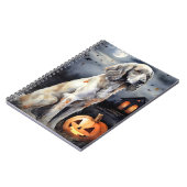 Halloween English Setter mit Pumpkins Beängstigend Notizblock (Linke Seite)
