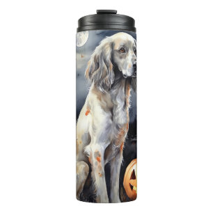 Halloween English Setter mit Pumpkins Beängstigend Thermosbecher