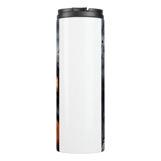 Halloween English Setter mit Pumpkins Beängstigend Thermosbecher (Rückseite)