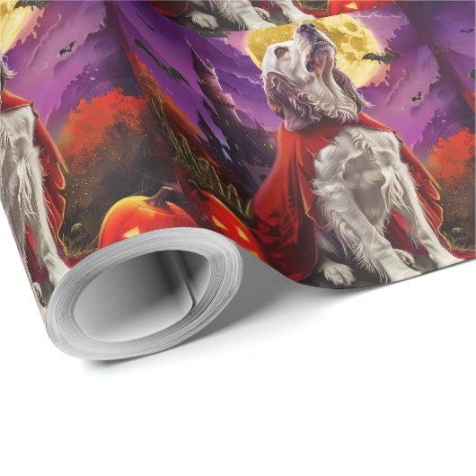 Halloween English Setter Vampire Pumpkins Beängsti Geschenkpapier (Rolleneckpunkt)