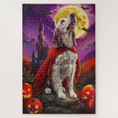 Halloween English Setter Vampire Pumpkins Beängsti Puzzle (Vertikal)