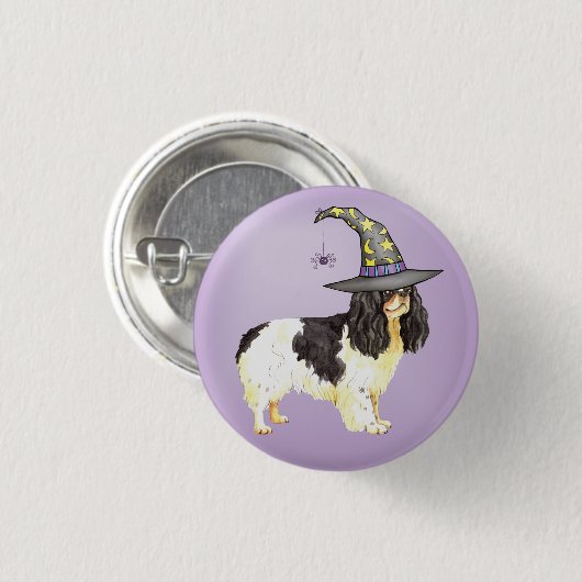 Halloween English Toy Spaniel Pinback Button (Vorne & Hinten)