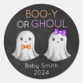 Halloween-Enthüllung von Boo-y oder Ghoul Runder Aufkleber (Vorderseite)