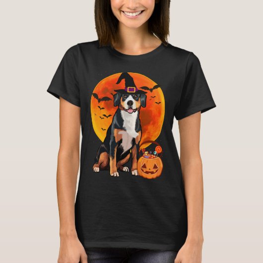 Halloween Entlebucher Mountain Dog Jack O Lantern T-Shirt (Vorderseite)