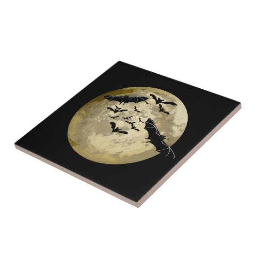 Halloween Ernte Vollmond- und Nachtflieger Fliese (Seite)