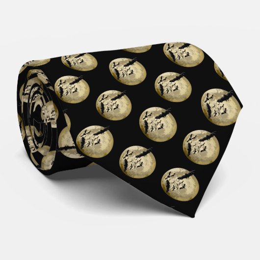 Halloween Ernte Vollmond- und Nachtflieger Krawatte (Gerollt)
