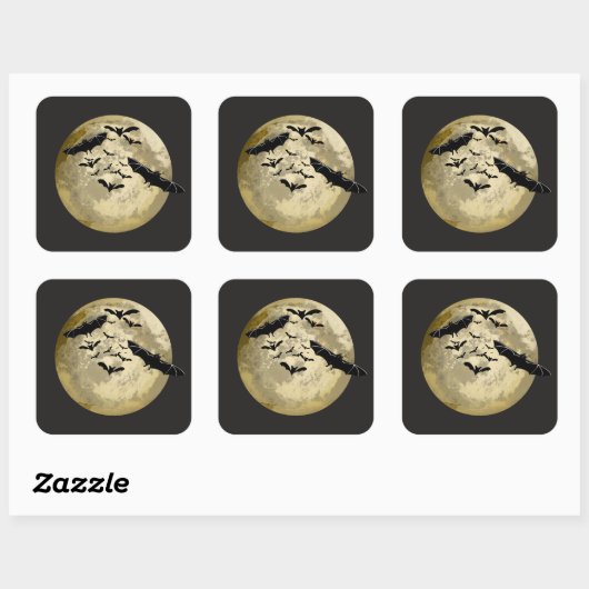 Halloween Ernte Vollmond- und Nachtflieger Quadratischer Aufkleber (Blatt)