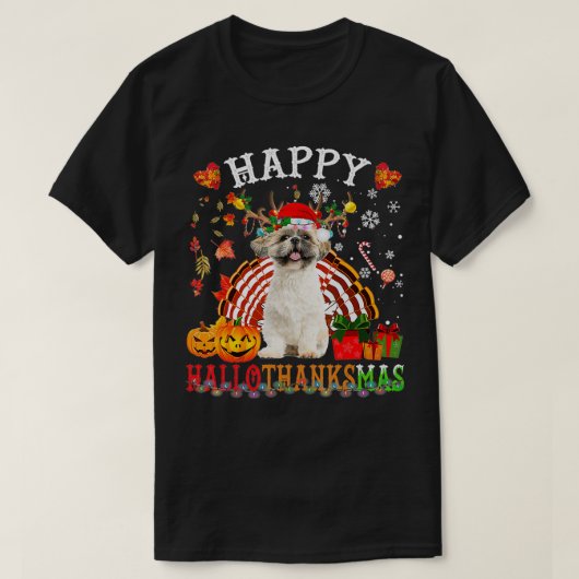 Halloween Erntedank Christmas Shih Tzu HalloTha T-Shirt (Design vorne)