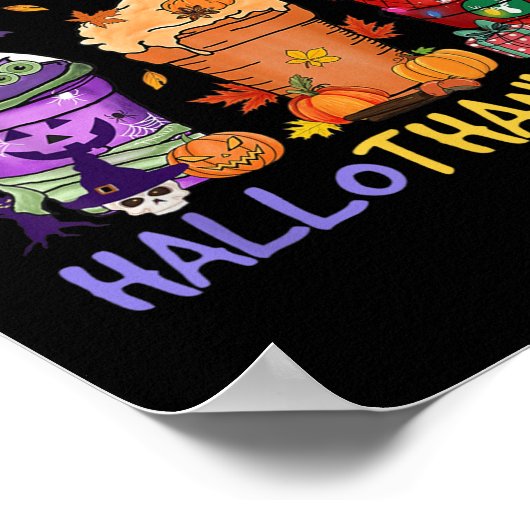 Halloween Erntedank Happy Hallothanksmas Saison Poster (Ecke)