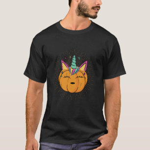 Halloween Erntedank Niedlich Unicorn Pumpkin Kids  T-Shirt