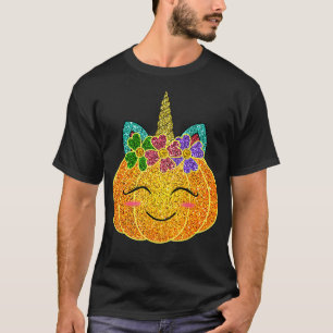 Halloween Erntedank Pumpkin Unicorn Girls Kinder T-Shirt