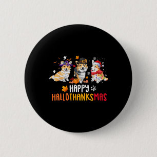 Halloween Erntedank Weihnachten Funny Corgi Hunde Button