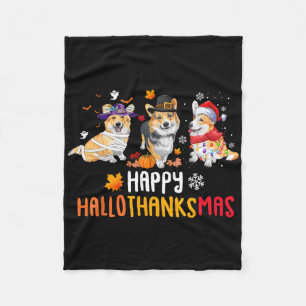 Halloween Erntedank Weihnachten Funny Corgi Hunde Fleecedecke