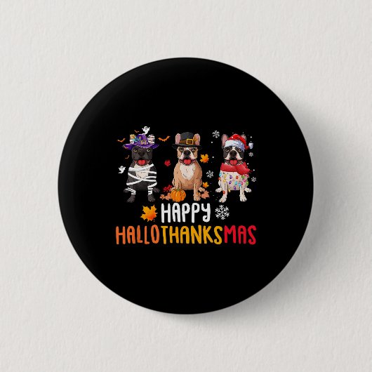 Halloween Erntedank Weihnachten Funny French Bull Button (Vorderseite)