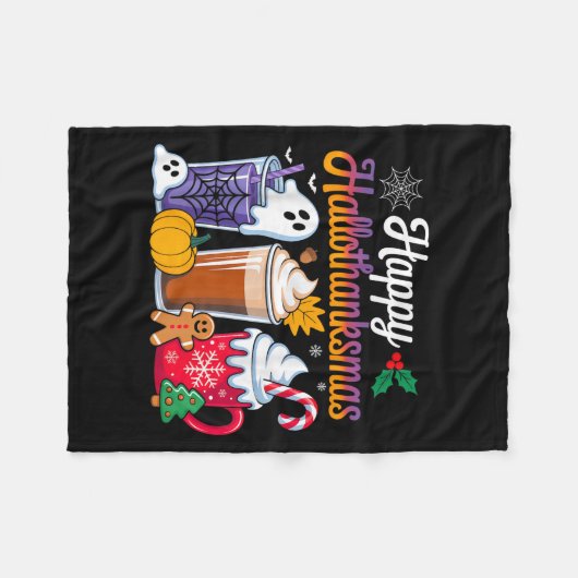 Halloween Erntedank Weihnachten Glückwunsch Hallow Fleecedecke (Vorderseite (Horizontal))