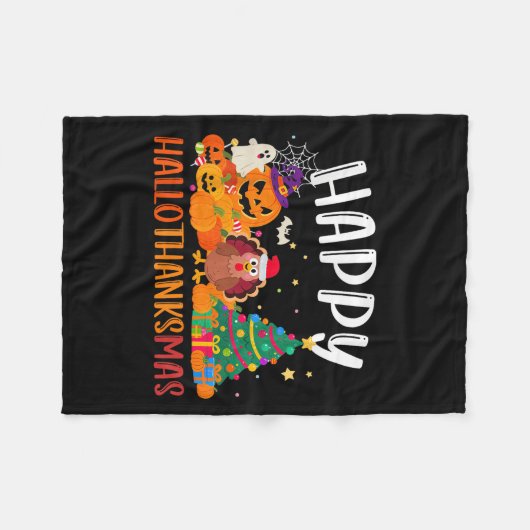 Halloween Erntedank Weihnachten Glückwunsch Hallow Fleecedecke (Vorderseite (Horizontal))