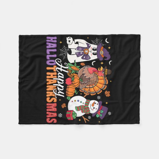 Halloween Erntedank Weihnachten Glückwunsch Hallow Fleecedecke (Vorderseite (Horizontal))