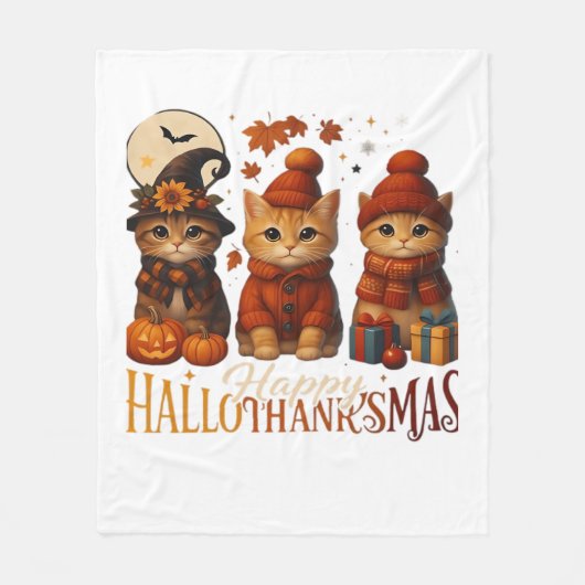 Halloween Erntedank Weihnachten HalloDanke Fleecedecke (Vorderseite)