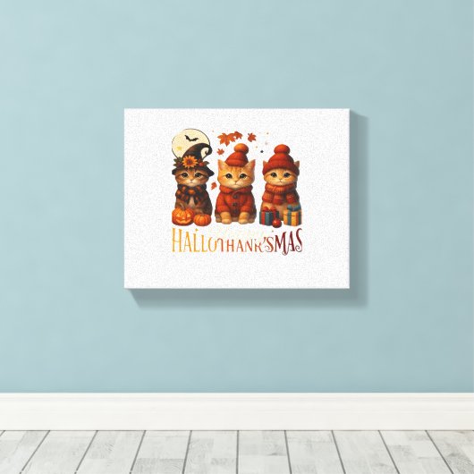 Halloween Erntedank Weihnachten HalloDanke Leinwanddruck (Insitu (Holzboden))