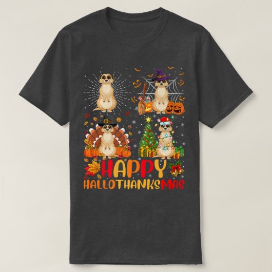 Halloween Erntedank Weihnachten Meerkat Hallothan T-Shirt (Design vorne)