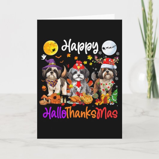 Halloween Erntedank Weihnachten Shih Tzu Dog Hall Karte (Vorderseite)
