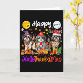 Halloween Erntedank Weihnachten Shih Tzu Dog Hall Karte (Gelbe Blume)