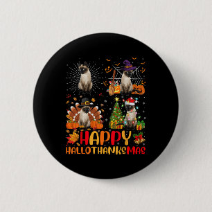 Halloween Erntedank Weihnachten Siamese Cat Hallo Button