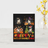 Halloween Erntedank Weihnachten Siamese Cat Hallo Karte (Gelbe Blume)