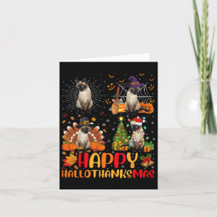 Halloween Erntedank Weihnachten Siamese Cat Hallo Karte