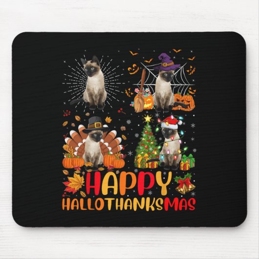 Halloween Erntedank Weihnachten Siamese Cat Hallo Mousepad (Vorne)