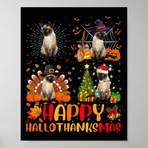 Halloween Erntedank Weihnachten Siamese Cat Hallo Poster