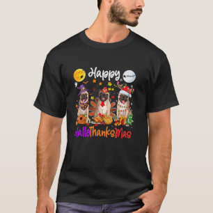 Halloween Erntedank Weihnachts Mops Hund Hallothan T-Shirt