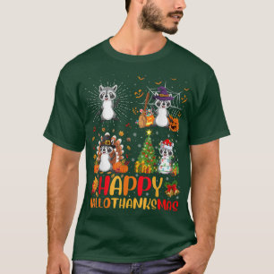 Halloween Erntedank Weihnachts Raccoon Hallothan T-Shirt