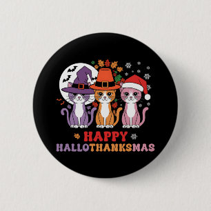 Halloween Erntedank Weihnachtskatzen Happy Hallot Button