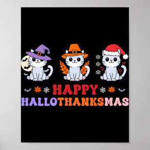 Halloween Erntedank Weihnachtskatzen Happy Hallot Poster