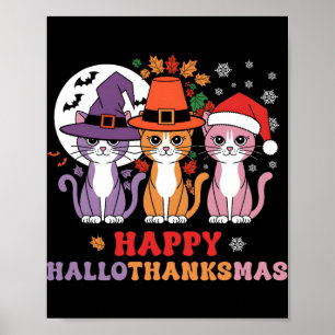 Halloween Erntedank Weihnachtskatzen Happy Hallot Poster
