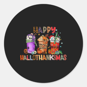 Halloween Erntedankfest Frohes Hallothanksmas Kaff Runder Aufkleber