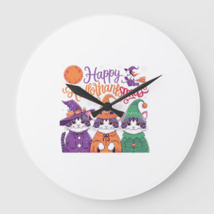 Halloween Erntedankfest Weihnachten Froh HalloDank Große Wanduhr