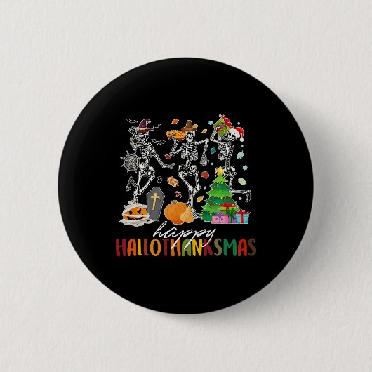 Halloween Erntedankfest Weihnachten Hallothanksmas Button (Vorderseite)