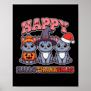 Halloween Erntedankfest Weihnachten Hallothanksmas Poster