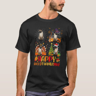 Halloween Erntedankfest Weihnachten Siamkatze Hall T-Shirt