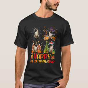 Halloween Erntedankfest Weihnachten Siamkatze Hall T-Shirt