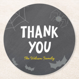 Halloween, erschreckende Kreaturen im Chalkboard V Runder Pappuntersetzer