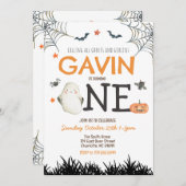 Halloween erster Geburtstag Einladung (Vorne/Hinten)