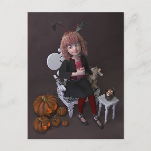 Halloween. Essen Süßigkeiten. Feiertagspostkarte (Vorderseite)