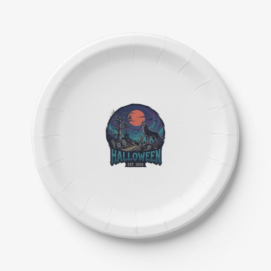 Halloween Est Heulender Wolf Rote Mond Zombie Hand Pappteller (Vorderseite)