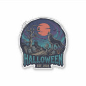 Halloween Est Heulender Wolf Roter Mond Zombie Han Aufkleber (Vorderseite)