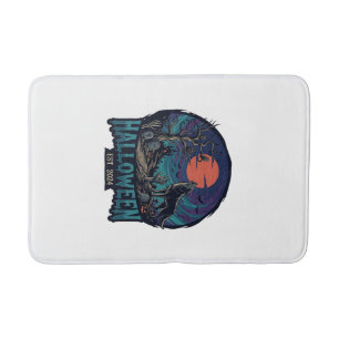 Halloween Est Heulender Wolf Roter Mond Zombie Han Badematte