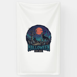 Halloween Est Heulender Wolf Roter Mond Zombie Han Banner